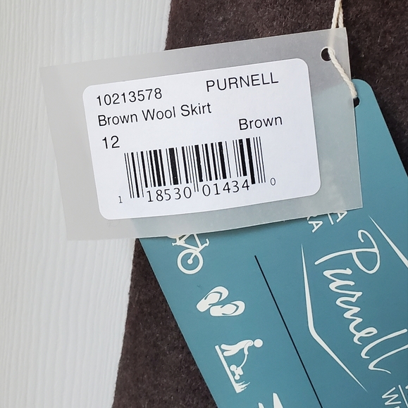 Purnell Brown Wool Zip Skirt Sz 12 NWT - Picture 6 of 9